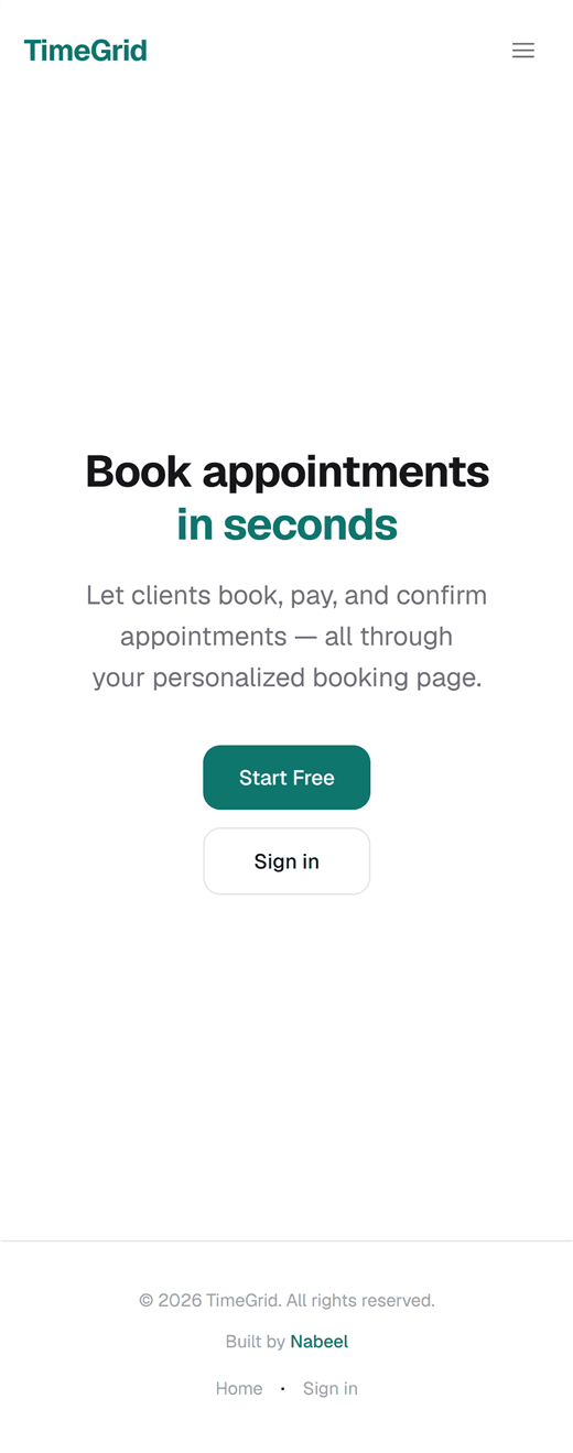 TimeGrid — mobile
